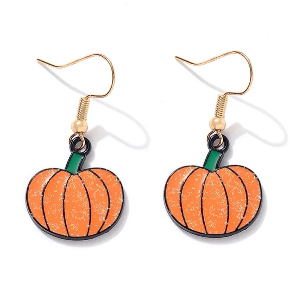 Jewelry - Fall Autumn Halloween Sparkly Glitter Pumpkin Earrings
